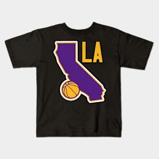 Los Angeles Basketball State Outline Kids T-Shirt